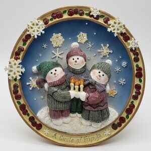 Snowmen "A Circle of Friends" Resin Lighted Christmas Decor Display - Vintage